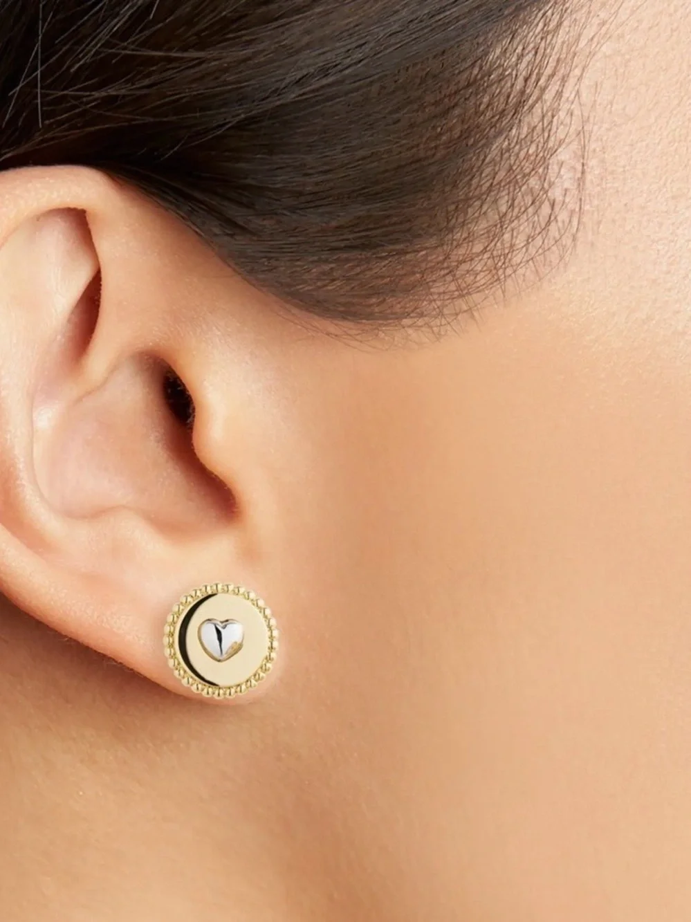 Kate Spade Gold-tone Heart Button Stud Earrings